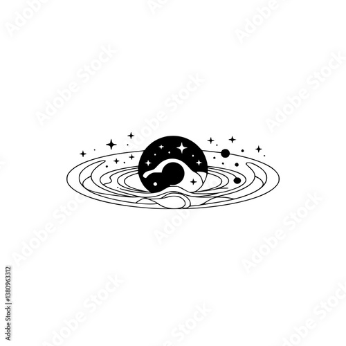 Cosmic Egg: Minimalist Celestial Illustration
