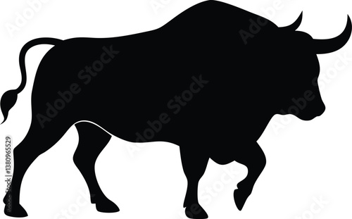 Black and white cattle silhouette, isolated farm animal vector