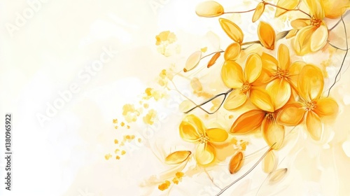 Obraz na płótnie Serene floral arrangement with golden hues, artistic blossom design in soft light w salonie