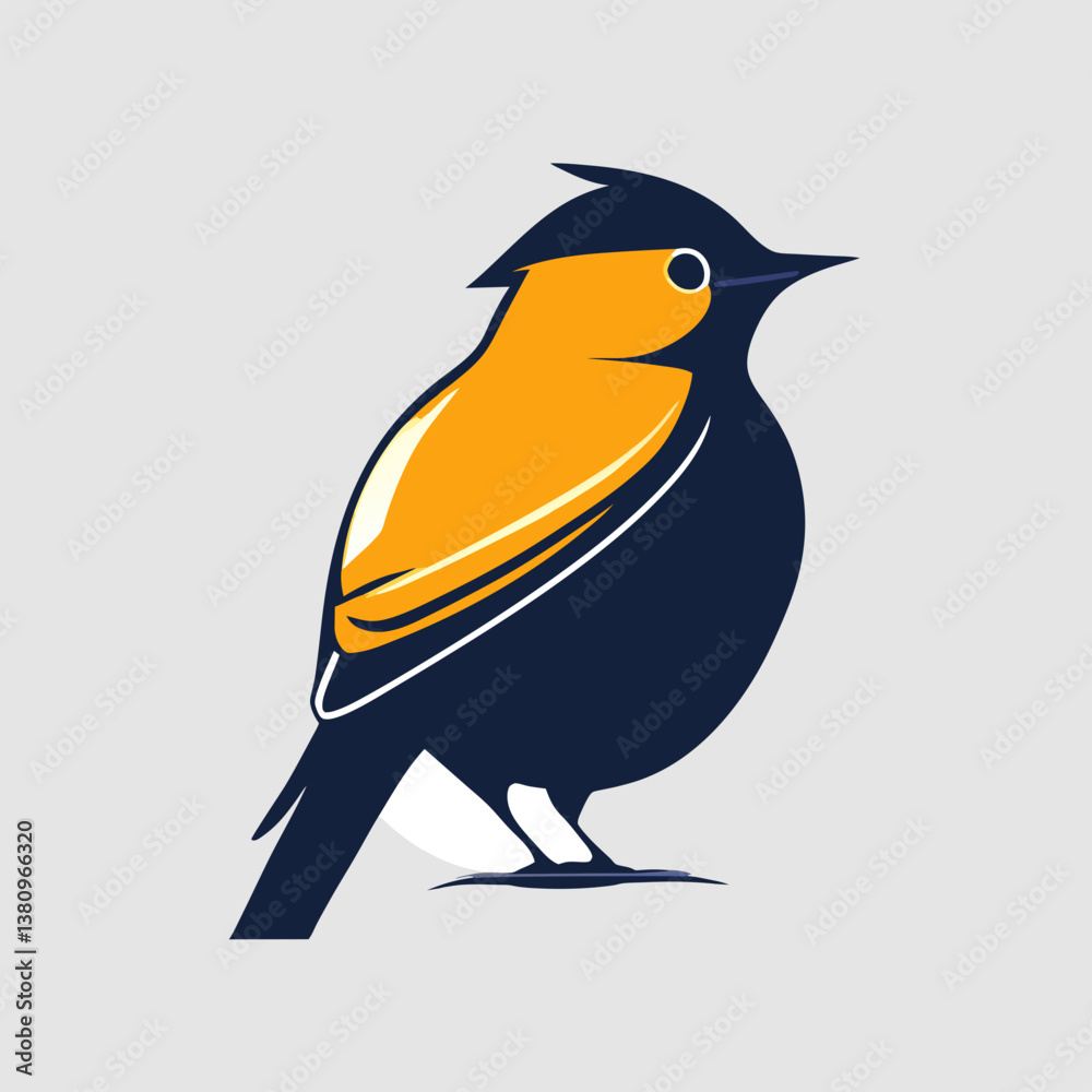 Fototapeta premium Bold Illustration of a Bird with Orange Crest