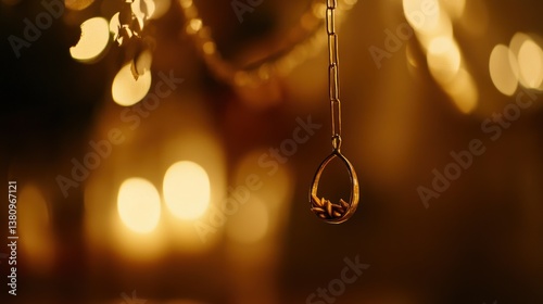Obraz na płótnie Elegant golden pendant reflecting ambient light, creating a warm atmosphere w salonie
