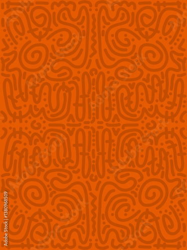abstract pattern orange with random character illustration