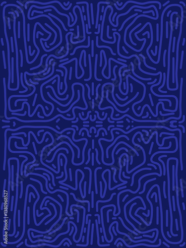 abstract pattern navy with random character illustration
