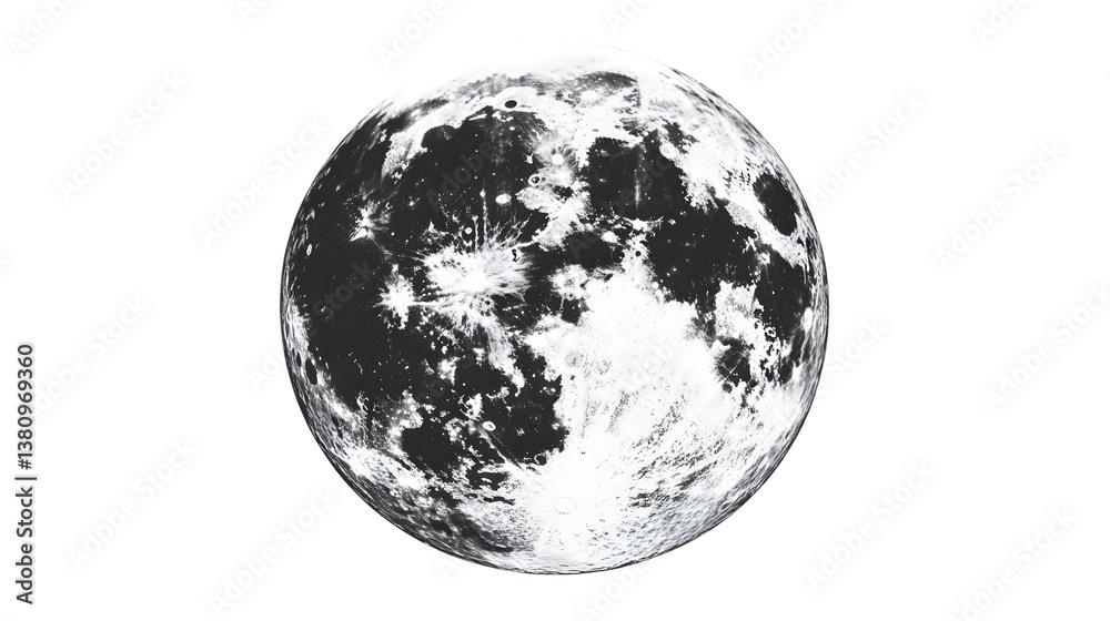 Obraz premium Bright Lunar Satellite in High Resolution Isolated Image