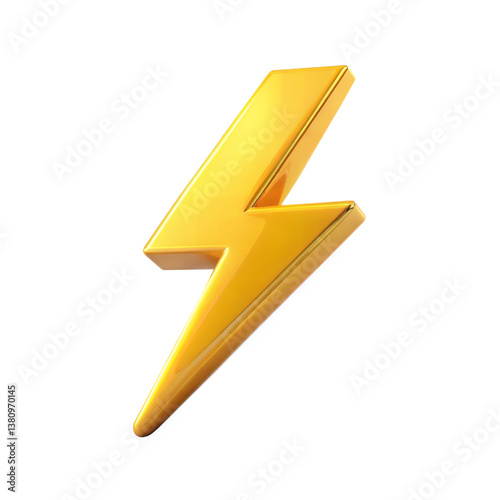 3d lightning bolt icon isolated on transparent background.