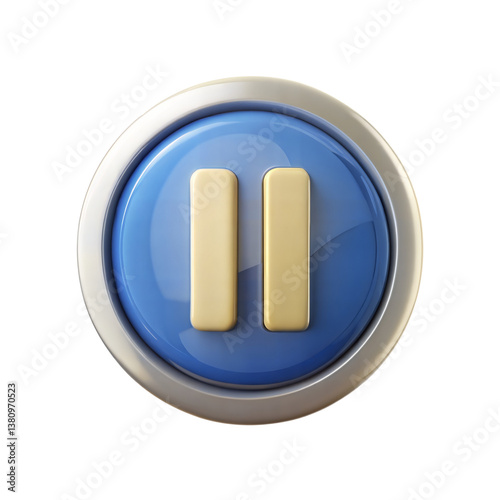 3d pause button isolated on transparent background.
