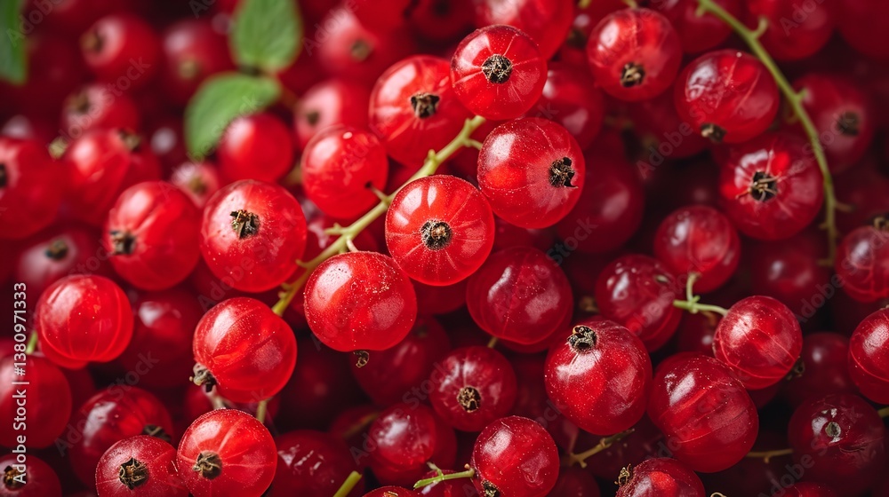 Top shot of red currants' textures in a red currant heap backdrop, big space, Generative AI. Top shot of red currants' textures in a red currant heap backdrop, big space, Generative AI.