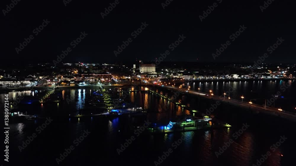 St. Augustine Florida Flagler College Campus Summer Night Drone Aerial 4K St. Augustine Florida Flagler College Campus Summer Night Drone Aerial 4K