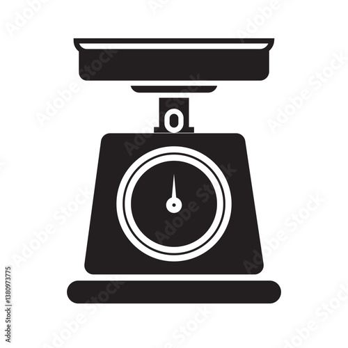 Minimalistic line art representation of an analog kitchen scale, perfect for culinary, measurement, or simplicity-themed uses.