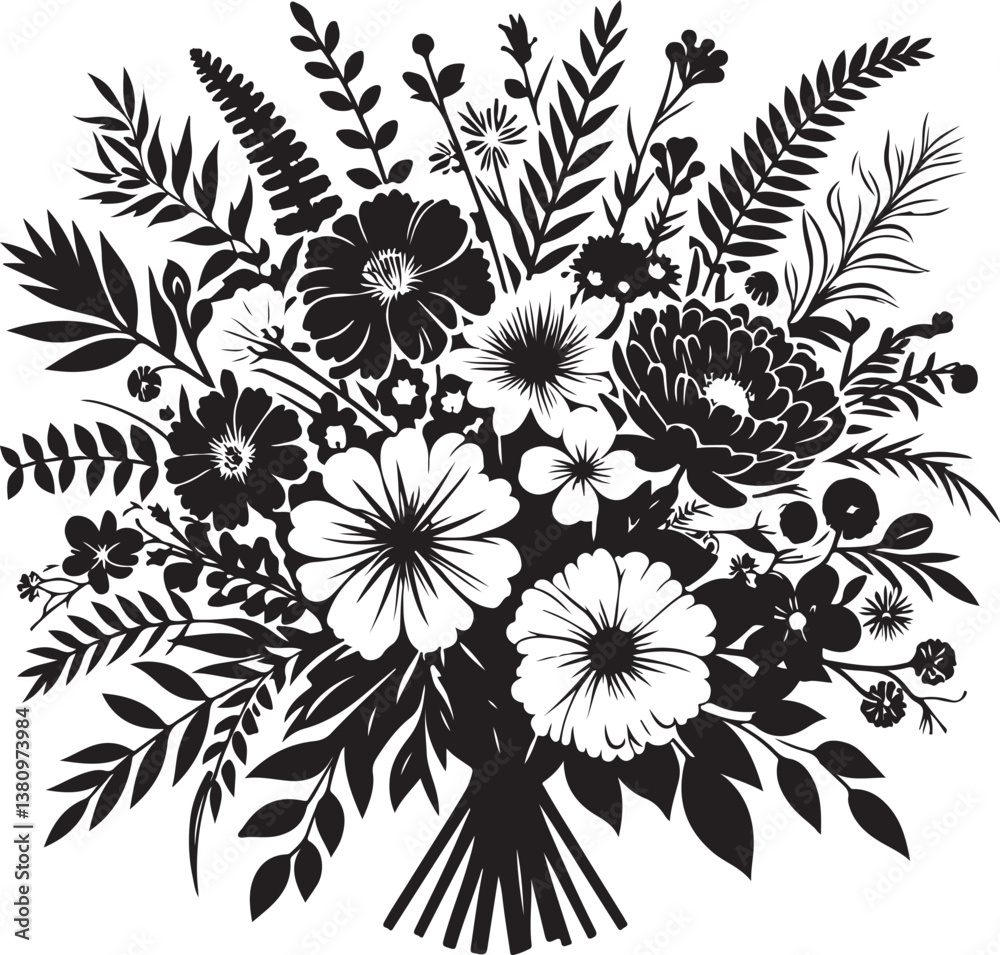 custom made wallpaper toronto digitalFloral bouquet illustration