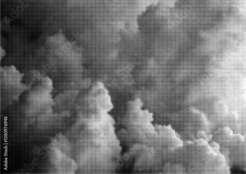 Large vector halftone clouds texture with a transparent background