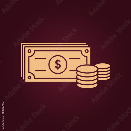 Dollar Coins trendy artwork good abstract vector illustration colorful valuable design