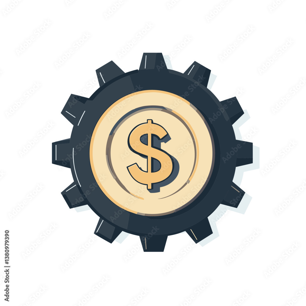 Dark Gear with Dollar Sign Icon Dark Gear with Dollar Sign Icon