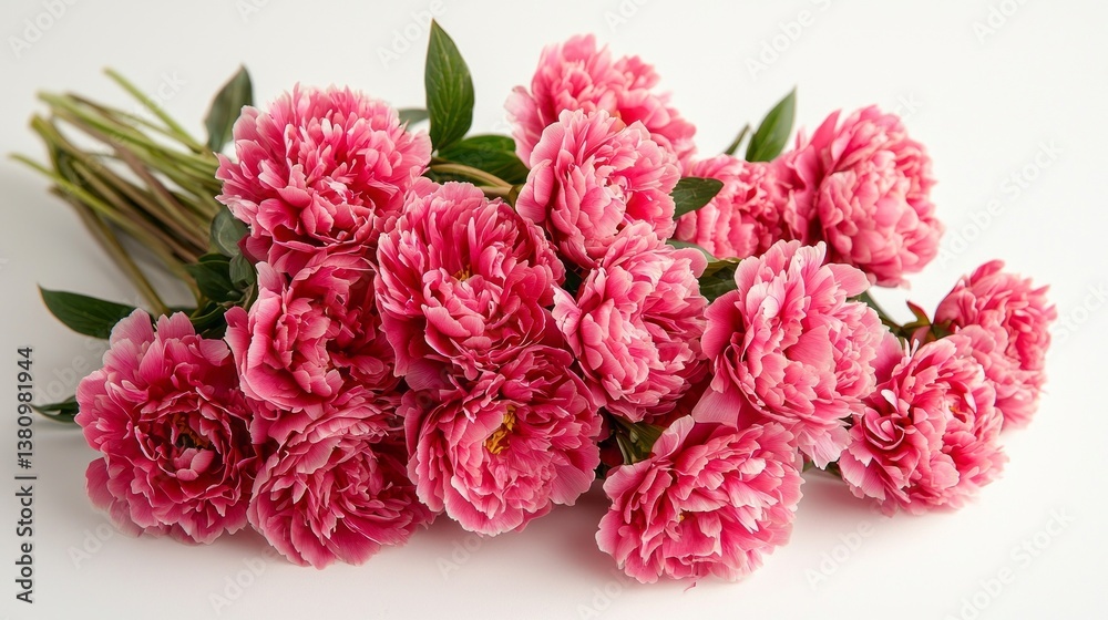 Fototapeta premium A bouquet of pink peonies is arranged in a vase