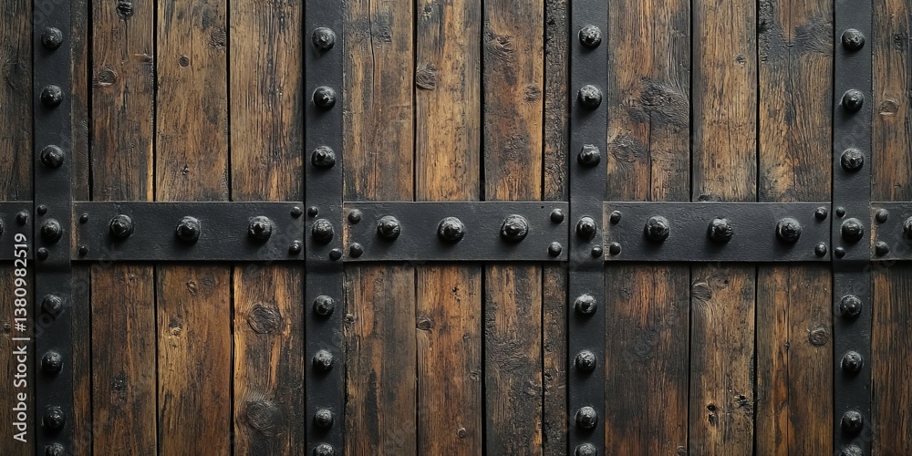 Aged Wooden Door with Iron Reinforcement (1) Aged Wooden Door with Iron Reinforcement (1)