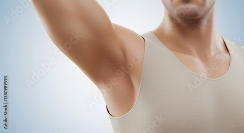 Man Raising Arm Displaying Armpit for Hygiene or Dermatology Concepts