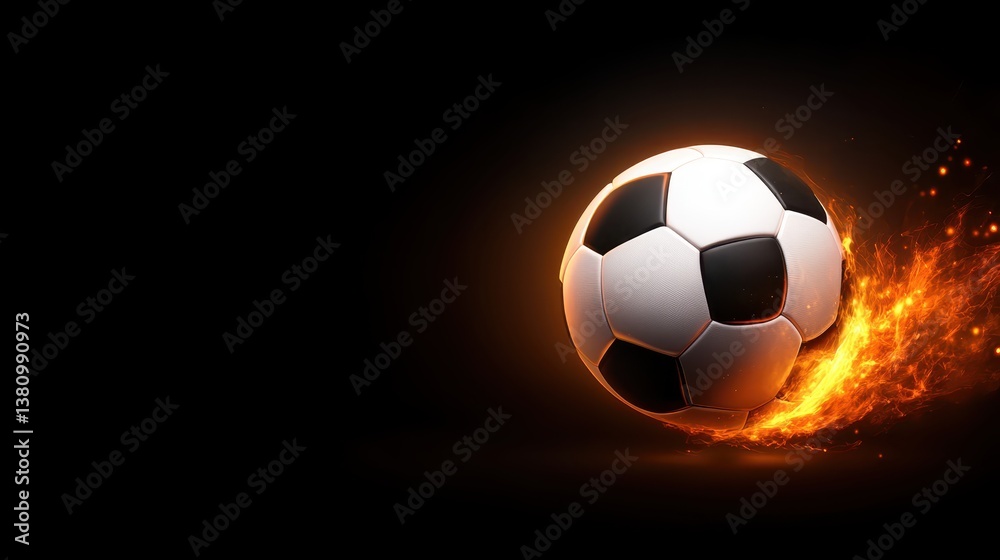 Naklejka premium Fiery soccer ball, igniting passion and intensity on the field burning