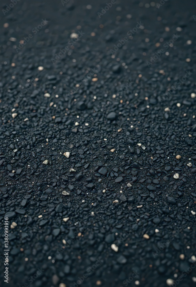Dark, coarse-grained asphalt surface, showing texture and small stones, coarse, asphalt, street Dark, coarse-grained asphalt surface, showing texture and small stones, coarse, asphalt, street