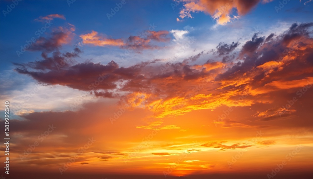 Fototapeta premium bright orange sky and colorful sky in twilight background