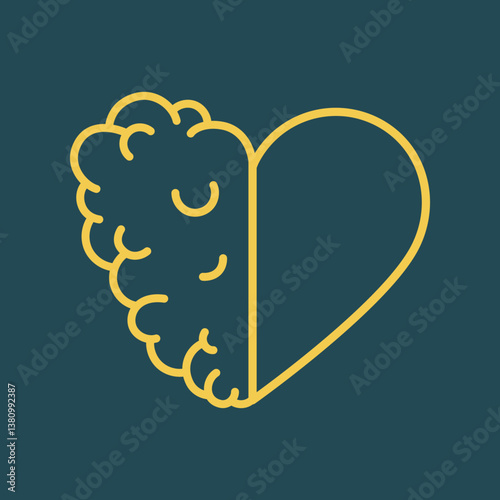 Brain and heart trendy artwork practical abstract vector illustration colorful valuable design
