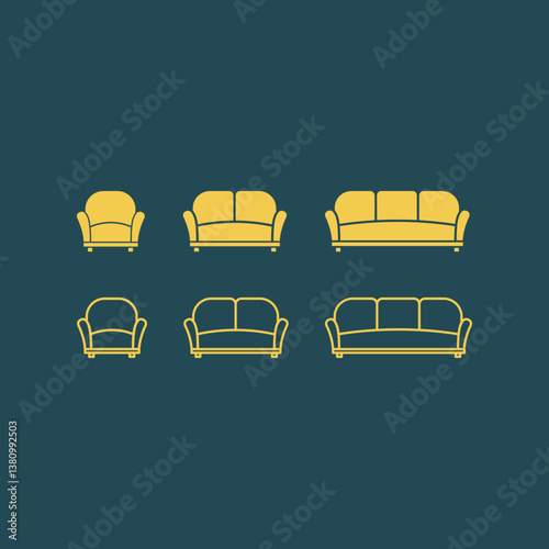 Sofa trendy artwork practical abstract vector illustration colorful valuable design