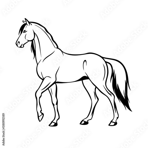 Artistic line art of a horse in graceful movement line vector
