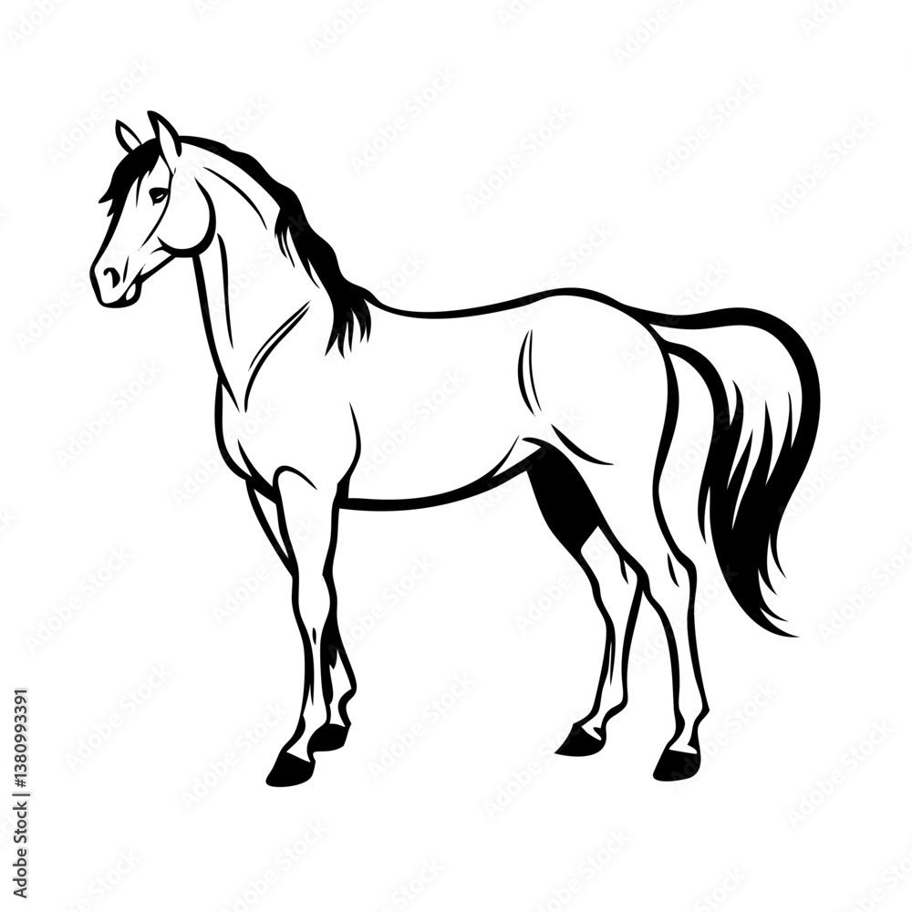 Obraz premium Graceful mare with flowing tail, vector style