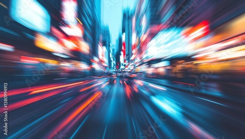 Urban city street motion blur at night