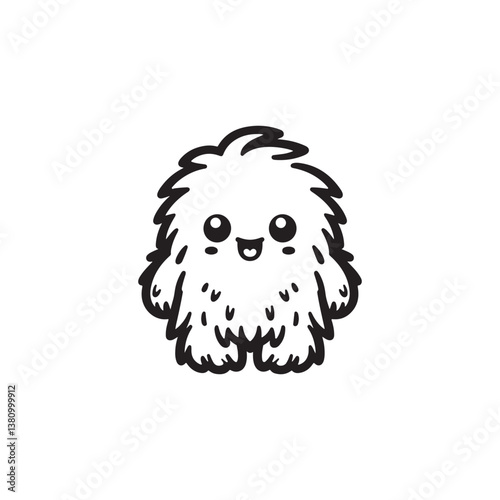  kawaii yeti snowby silhouette vector