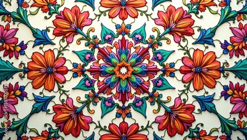 Obraz na płótnie Intricate floral design forming a continuous pattern , subtle, illustration, tileable w salonie