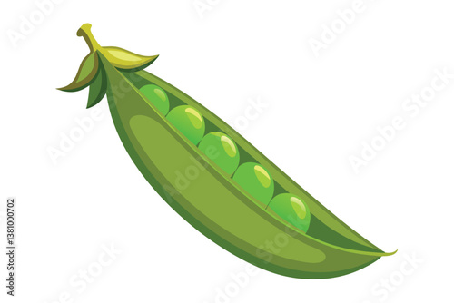 Vector illustration of pea pod isolated on white background. Healthy food or vegetarian and vegan theme. Fresh organic farm vegetables.