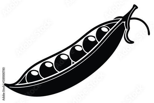 Vector illustration of pea pod isolated on white background. Healthy food or vegetarian and vegan theme. Fresh organic farm vegetables.