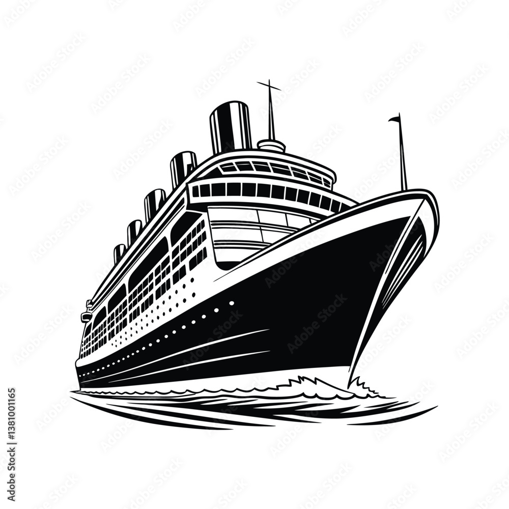 Obraz premium Cruise Ship Silhouette