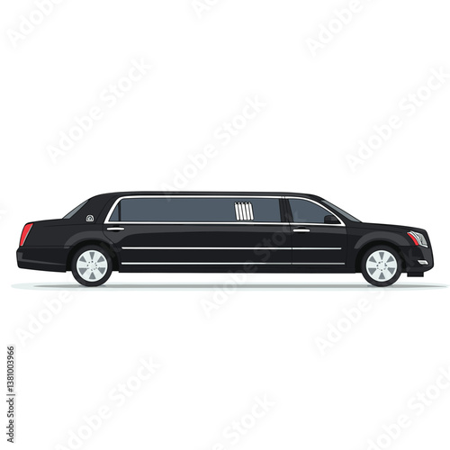 Black Limousine Side View Pixel Art Illustration