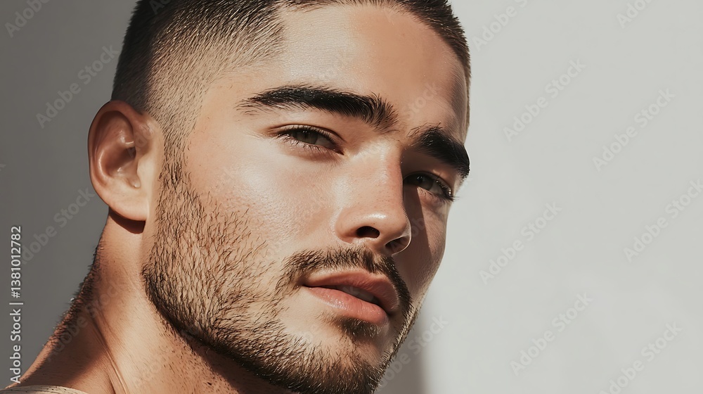 Obraz premium Man with a shaved head and a beard