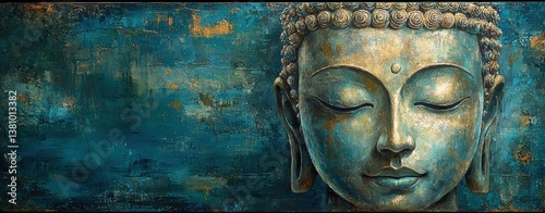Serene Buddha Statue Painting