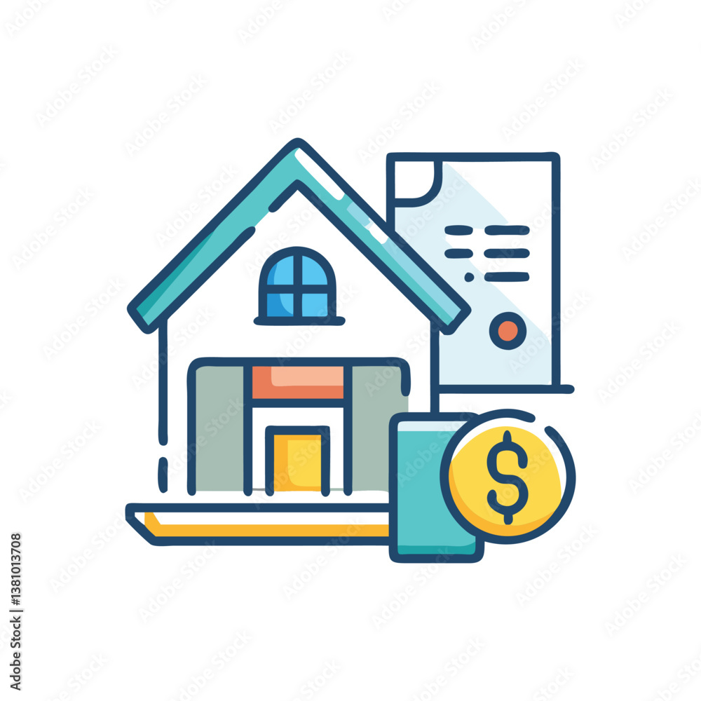 Fototapeta premium Stylish Home Renovation Budget Icon Illustration
