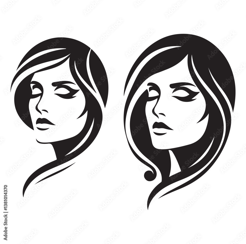 Beauty woman Face and hair style logo vector, woman Face vector illustration. Beauty woman Face and hair style logo vector, woman Face vector illustration.