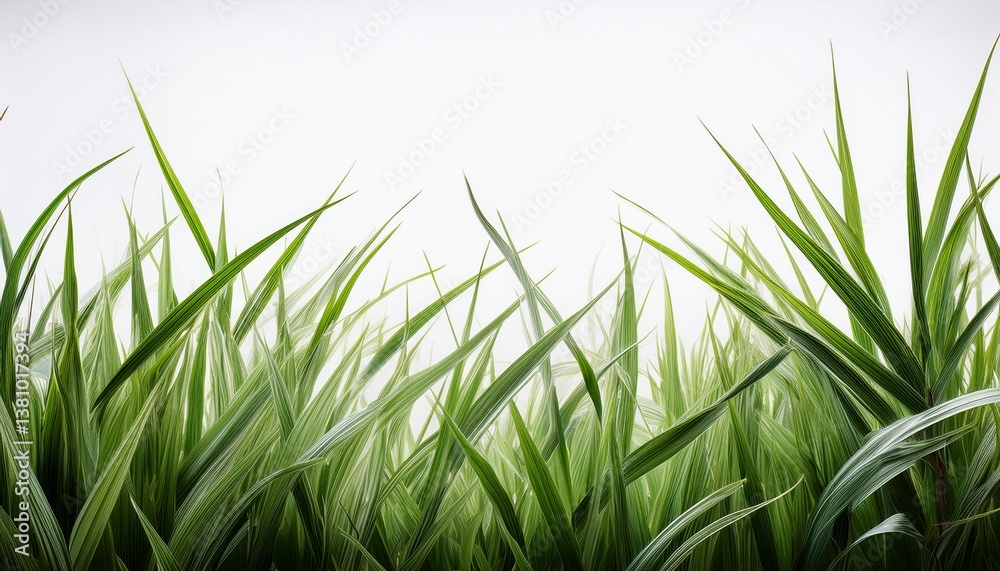 Obraz premium grass border design with blades fading into white background