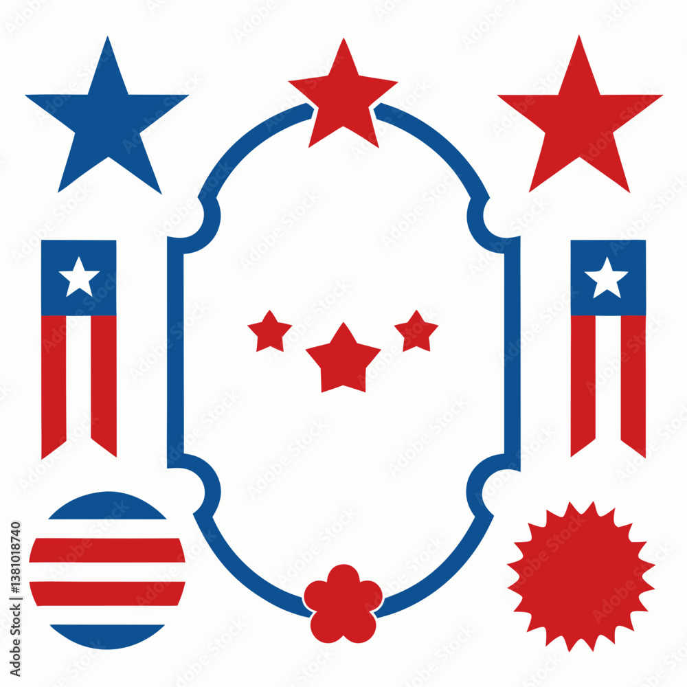 Obraz premium Creative 4th of July design elements featuring star-spangled borders and festive frames. 