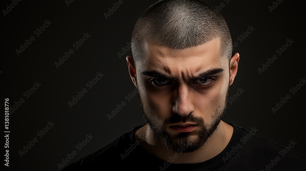 Man with a shaved head Man with a shaved head