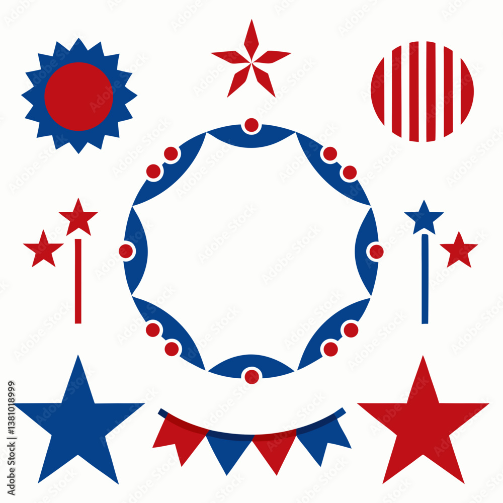 Obraz premium Unique Independence Day vector borders with patriotic motifs. Ideal for digital use, printables, and branding materials.
