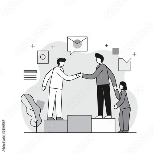 Employees giving hands and helping colleagues to walk upstairs
