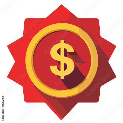 Free Download Red and Gold Dollar Sign Award Badge - GFXLoad