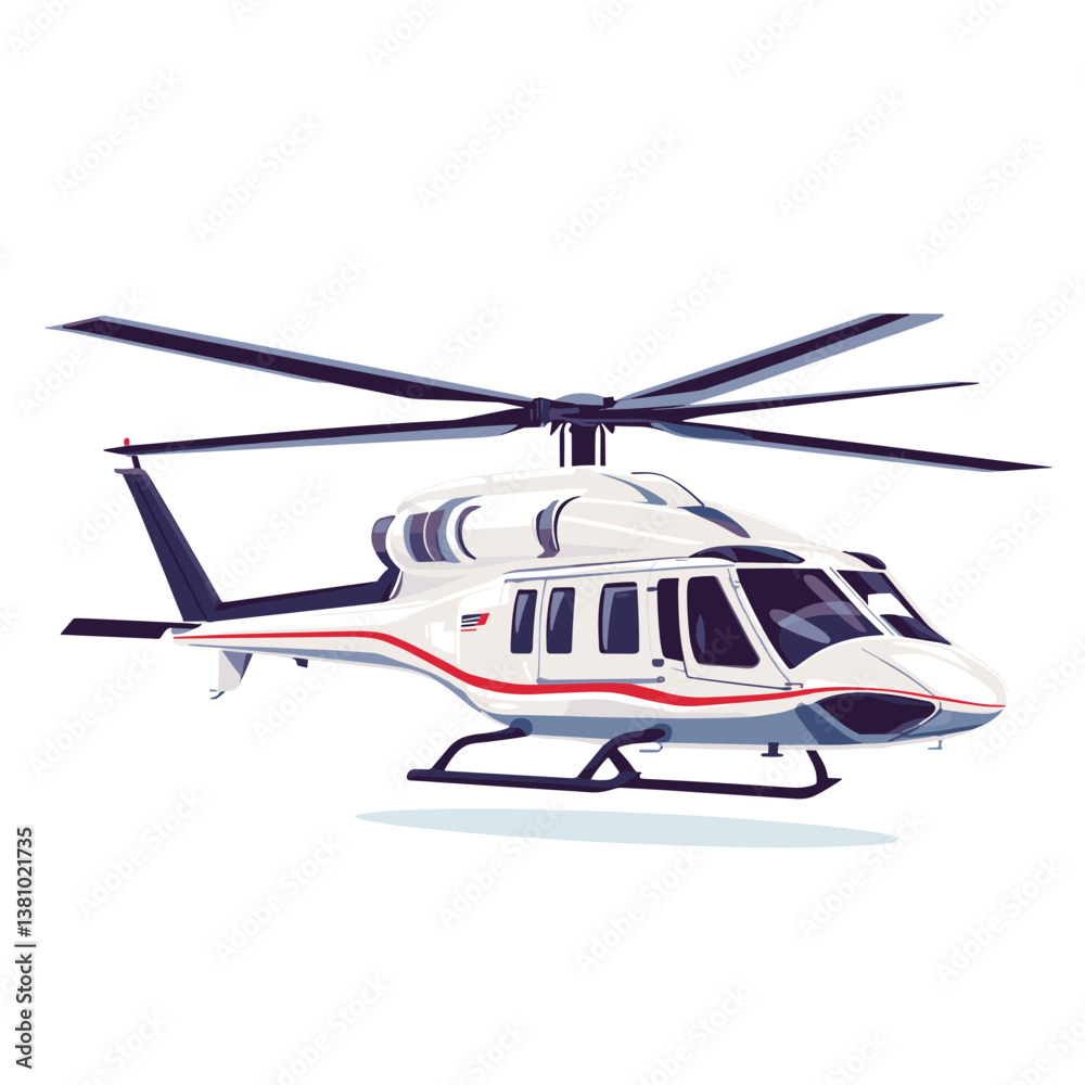 Fototapeta premium White and Red Helicopter Illustration on White Background