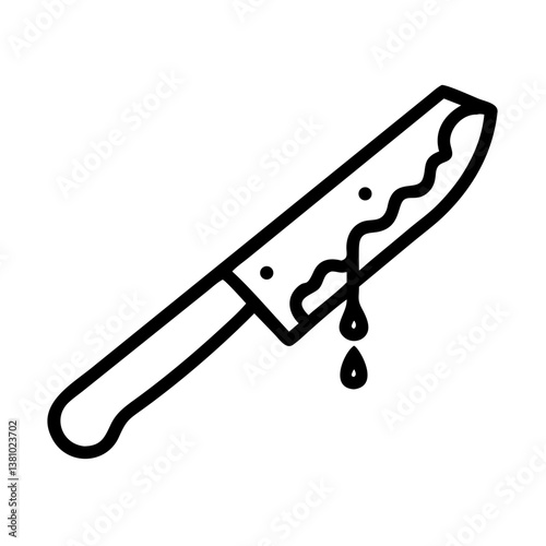 Bloody knife icon for Halloween decoration on transparent background  