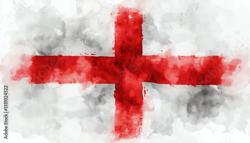 Hand-painted style grungy England flag Isolated on white background.