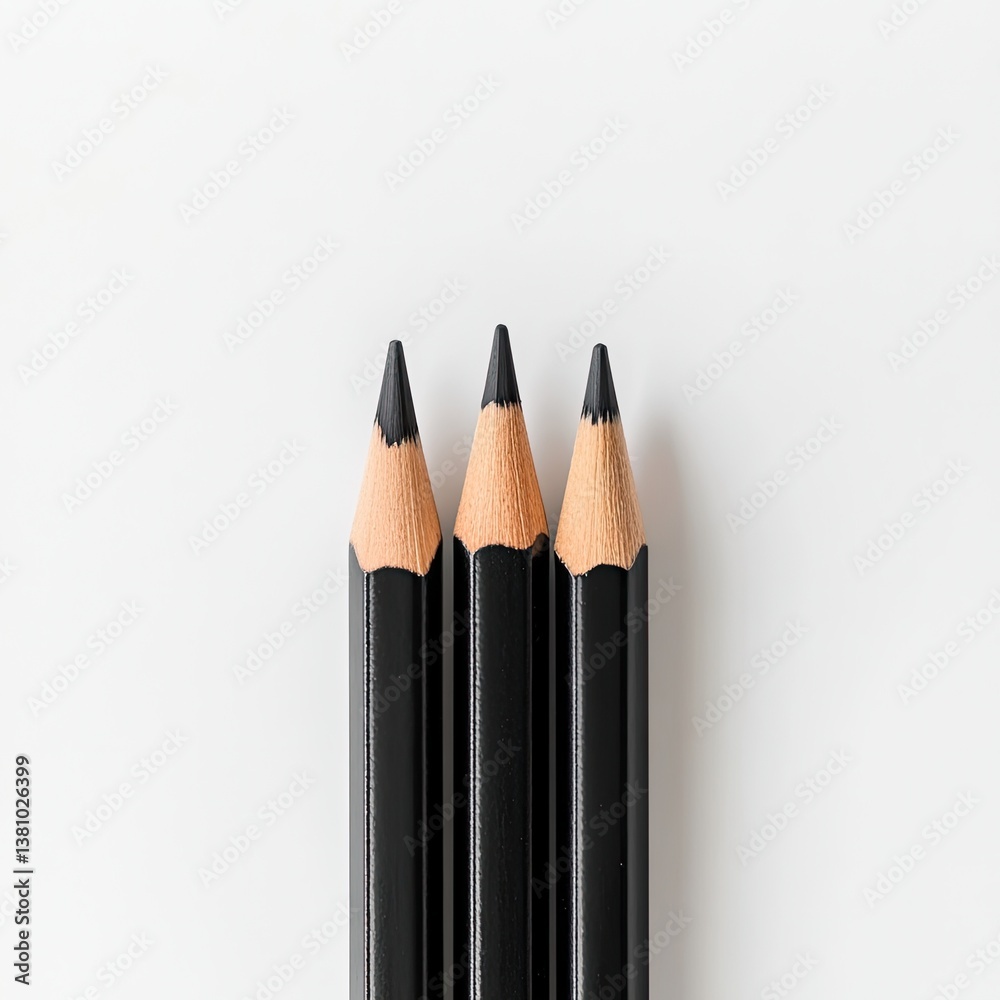 Naklejka premium Hyperrealistic pencil art display studio setting close-up view creative tools artistic expression