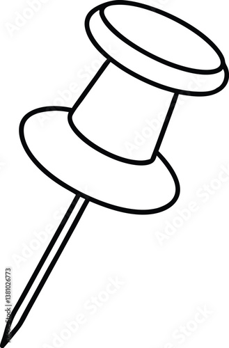 pushpin outline coloring book page,thumbtack line art vector