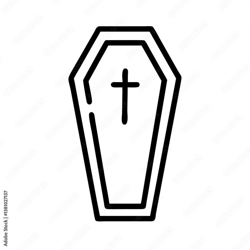 Fototapeta premium Halloween coffin icon on transparent background 